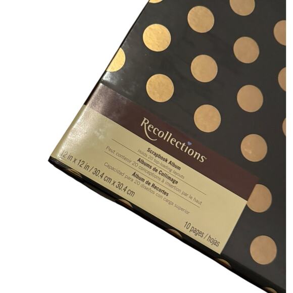 Recollections Scrapbook Photo Memory Book Album 12x12 Black Gold Polka Dot NEW - Picture 3 of 6